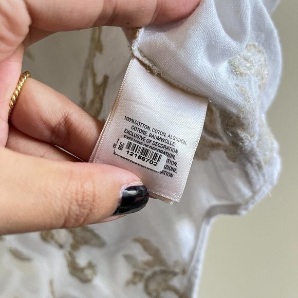 Anthropologie Floreat Atley Metallic Floral Embroidered Peasant Top Blouse Sz S - Picture 5 of 7